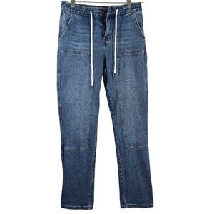 W Mica Los Angeles HIGH RISE UTILITY BF JOGGER Elastic Waist Denim Pants Size S